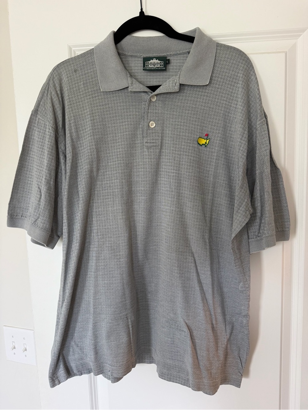 Masters Light Gray Polo with Yellow Crest Accent